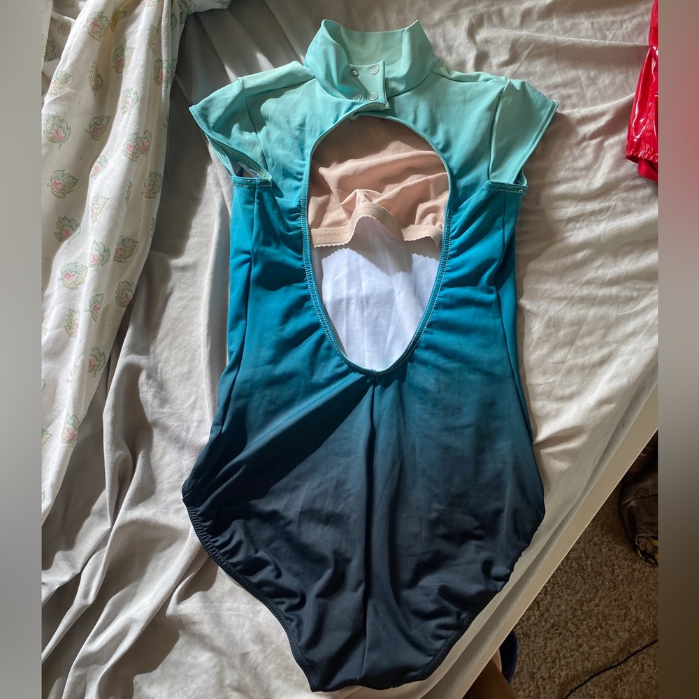 Blue ombré open backed leotard. Worn once. Size small. Built in support